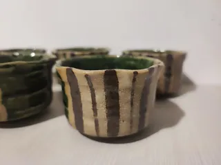 Set 5 ciotole ceramica giapponese Oribe-yaki