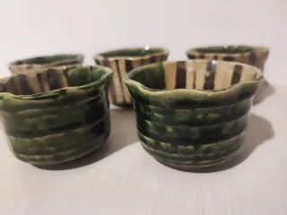 Set 5 ciotole ceramica giapponese Oribe-yaki