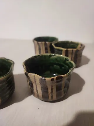 Set 5 ciotole ceramica giapponese Oribe-yaki