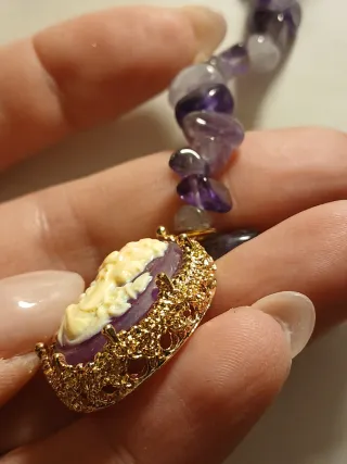 Collana Cameo Viola e Oro