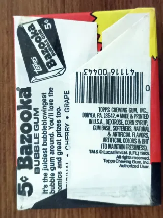 4 Paquetes Chicle/Cromos Retorno del Jedi USA 1983