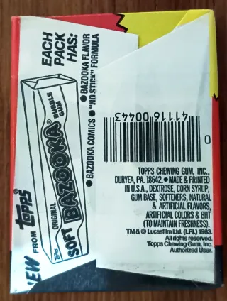 4 Paquetes Chicle/Cromos Retorno del Jedi USA 1983