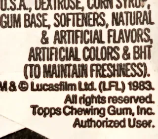 4 Paquetes Chicle/Cromos Retorno del Jedi USA 1983