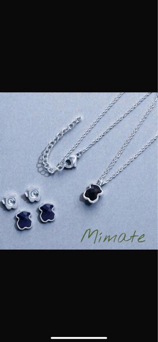 Conjunto collar y pendientes oso