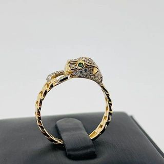 SORTIJA LEON CON CIRCONITA. Oro 18k.