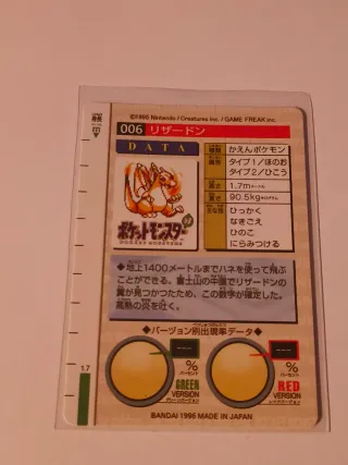 Carta Carddass Pokémon Charizard Holográfica 1996