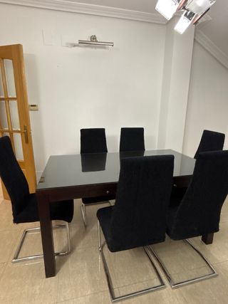 Conjunto de 6 sillas comedor negras diseño moderno