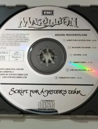 Marillion Script for a Jester's Tear CD