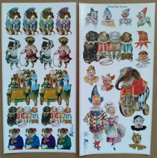 Cromos adhesivos troquelados vintage perros payaso