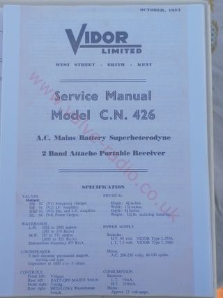 Radio portátil a válvulas Vidor Henley CN 426