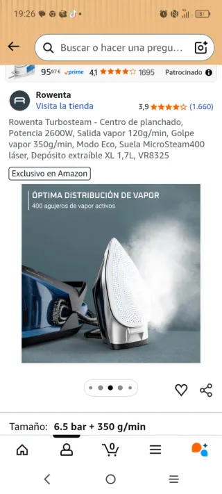 Centro de planchado Rowenta TurboSteam 2600W