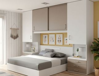 Dormitorio Matrimonio Modular Beige y Blanco
