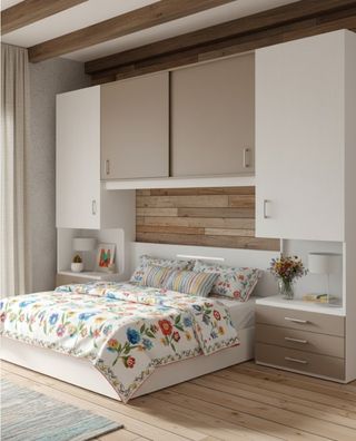 Dormitorio Matrimonio Modular Beige y Blanco