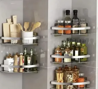 Estante de esquina para baño metal plateado