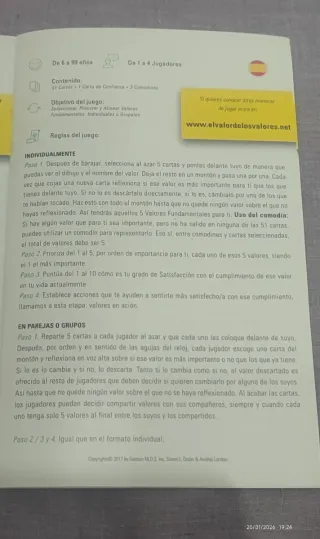 Juego El Valor de los Valores