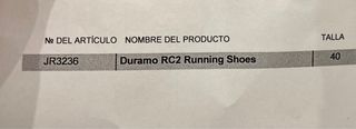 Adidas Duramo RC2 Running Shoes Talla 40 Nuevas