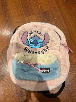 Mochila Zara Stitch Peluche Rosa