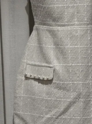 Vestido corto tela Trench blanco roto