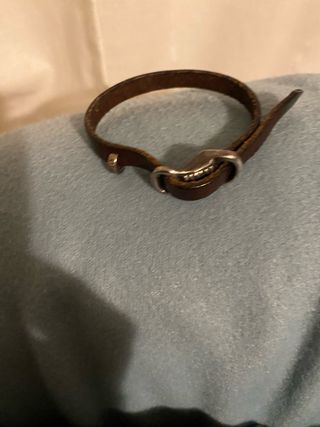 Pulsera Uno de 50 Cuero Marrón y Plata