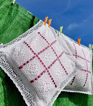 Lote 2 cojines de ganchillo hechos a mano pareja