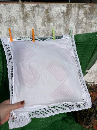 Lote 2 cojines de ganchillo hechos a mano pareja