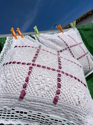 Lote 2 cojines de ganchillo hechos a mano pareja