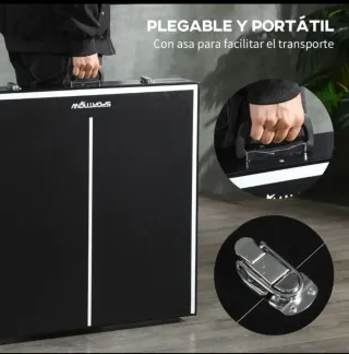 Mesa de ping pong plegable negra