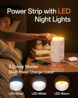 Torre Enchufes Vertical con Luz Nocturna