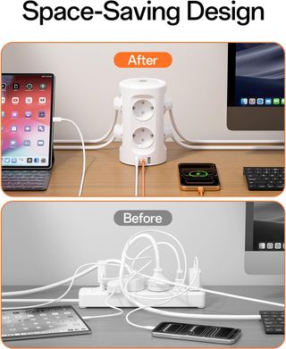 Torre Enchufes Vertical con Luz Nocturna