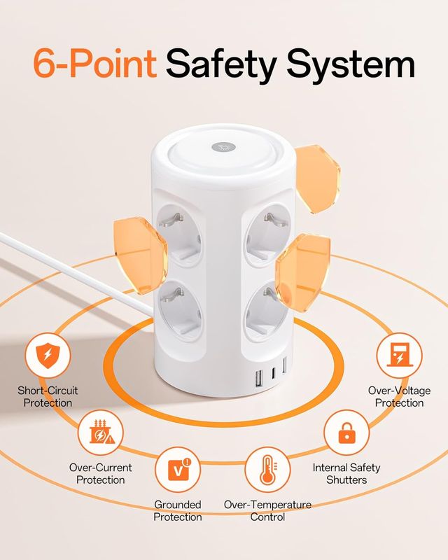 Torre Enchufes Vertical con Luce Notturna