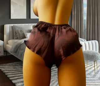 Shorty de satén seda marrón talla única