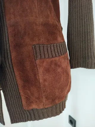 Chaqueta punto y ante vintage T.44