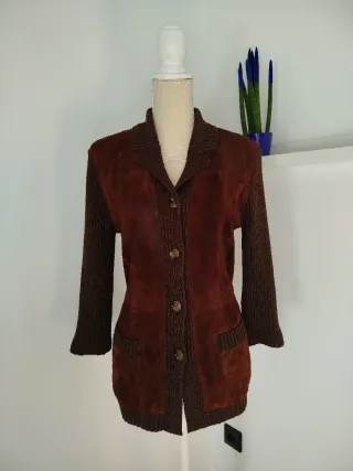 Chaqueta punto y ante vintage T.44