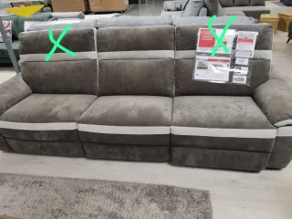 Sofá 3 Plazas  Tela Gris y Gris claro