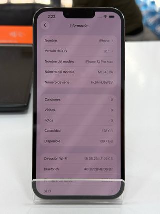 iPhone 13 Pro Max 128GB/100% bat reacondicionado