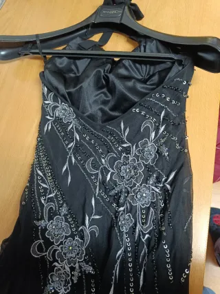 Vestido fiesta lentejuelas negro y plata