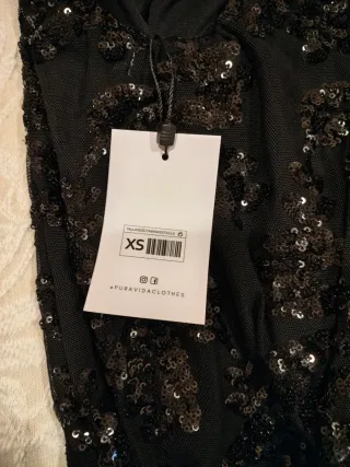 Vestido fiesta Pura Vida negro lentejuelas