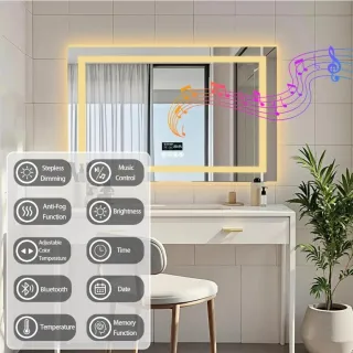 Espejo Baño LUVODI LED Bluetooth 100x70cm