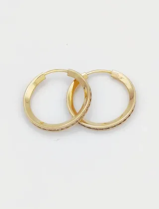 Pendientes tipo criollas en Oro 18k con Circonitas