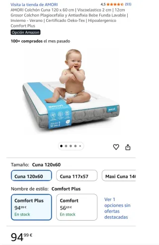Colchón Cuna Viscoelástico 60x120x12cm NUEVO