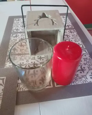 Portacandele in legno con renna