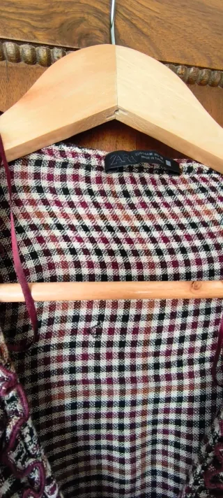 Blusa cuadros Zara Talla M