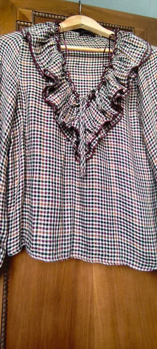 Blusa cuadros Zara Talla M