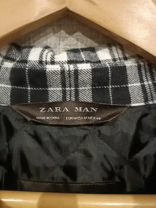 Camisa Zara Man cuadros blanco y negro
