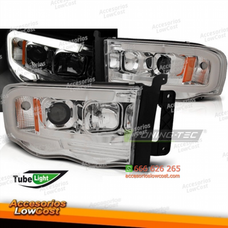 FAROS DELANTEROS PARA DODGE RAM 02-06 LUZ TUBO CR