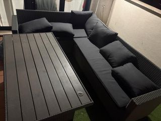 Sofá de terraza ratán Gris oscuro