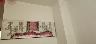 Cuadro moderno abstracto rojo y plata