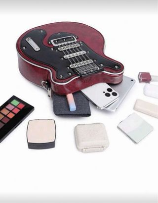 Bolso Guitarra rockera Vintage vinotinto y Negro