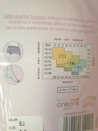 Set 6 paia collant Pompea 15 den. Taglia 3-M