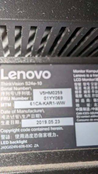 Monitores 23'8" Thinkvision